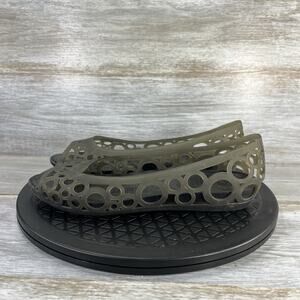 Crocs Womens Adrina Jelly Bronze Brown Peep Toe Slip On Ballet Flat Shoes Size 8